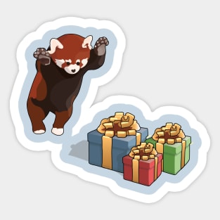 Red Panda Gets Presents Sticker